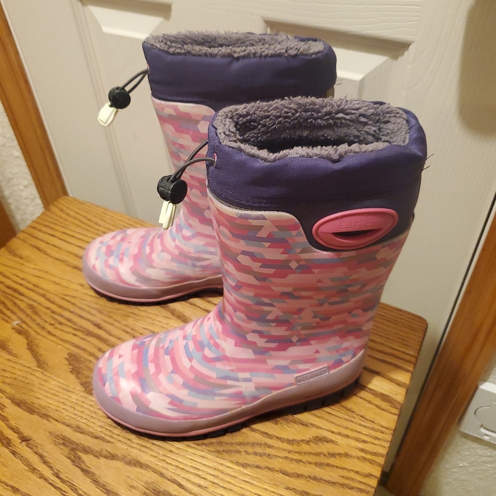 Women Western Chief Floral Snow Rain Boots Pull On Size 3